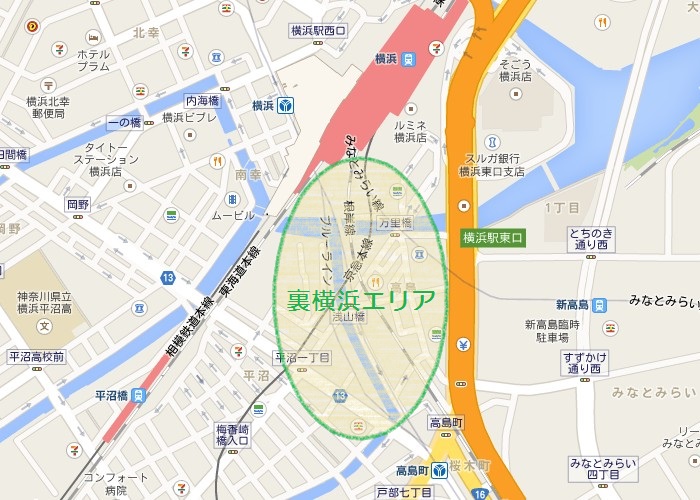 裏横浜エリア地図